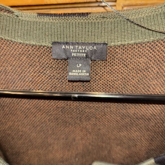 Ann Taylor Open Front Cardigan Green Cheetah Print LP Petite Long Sleeve Stretch - Picture 2 of 12